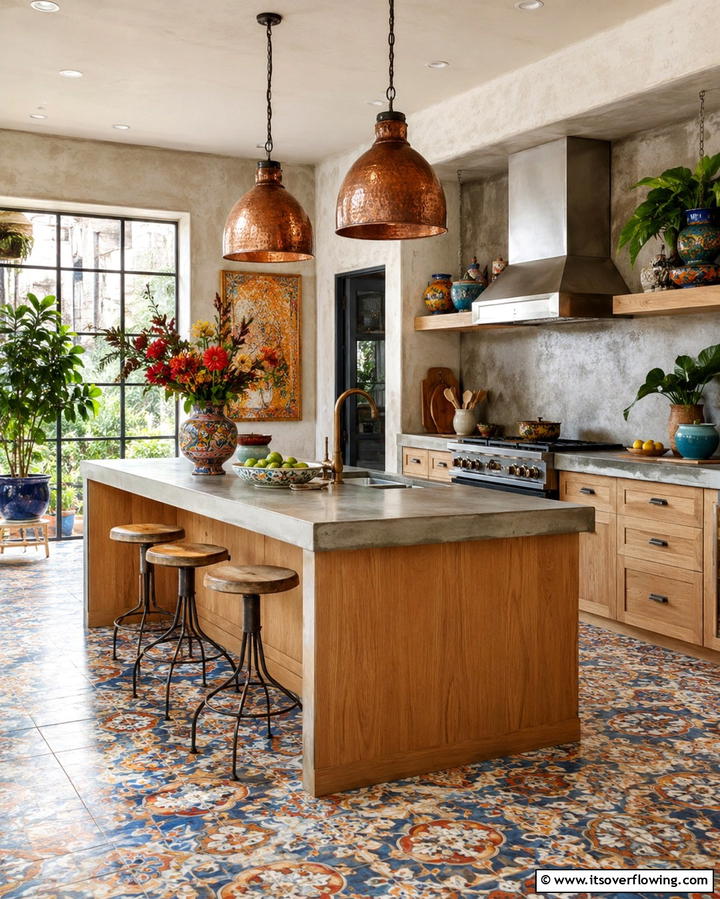 Eclectic Mix of Materials - 30 White Oak Cabinet Kitchen Ideas for Timeless Style