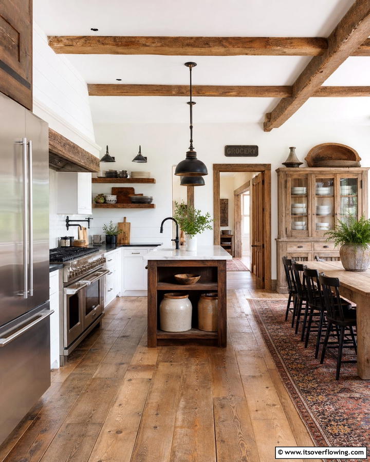 Eclectic Mix of Modern and Antique Pieces - 21 Country Kitchen Ideas with Farmhouse Appeal