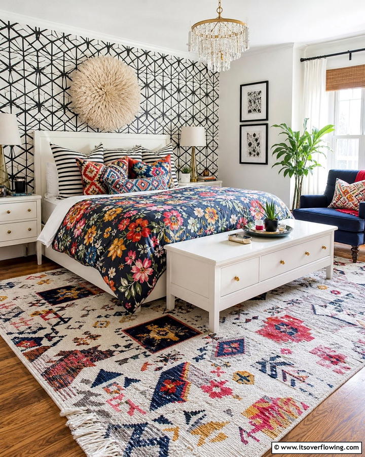 Eclectic Mix of Patterns - 21 Inspiring Bedroom Decor Ideas for a Cozy Retreat