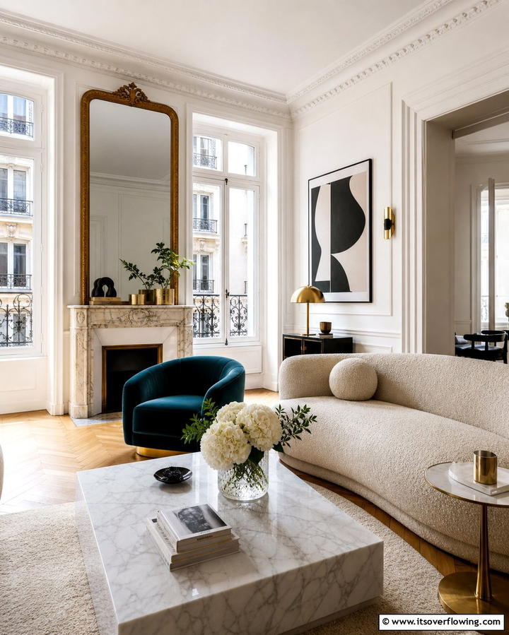 Eclectic Mix of Textures - 25 Parisian-style Living Room Ideas for Elegant Homes