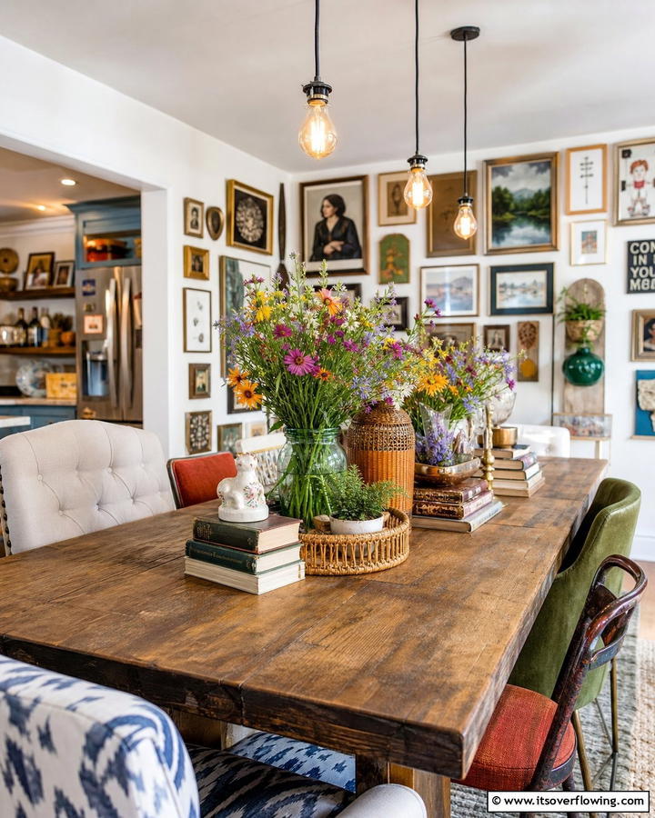 Eclectic Mixed Elements - 21 Dining Table Centerpiece Ideas for Every Season