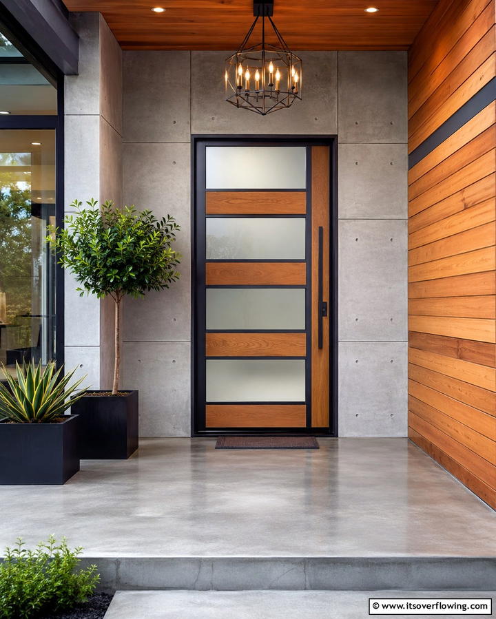 Eclectic Mixed Material Door - 30 Farmhouse Front Door Ideas for Curb Appeal