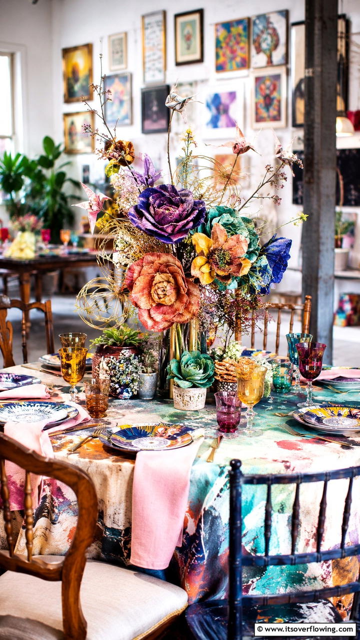 Eclectic Mixed Media Artistry - 21 Stunning Wedding Centerpiece Ideas for Table Decor