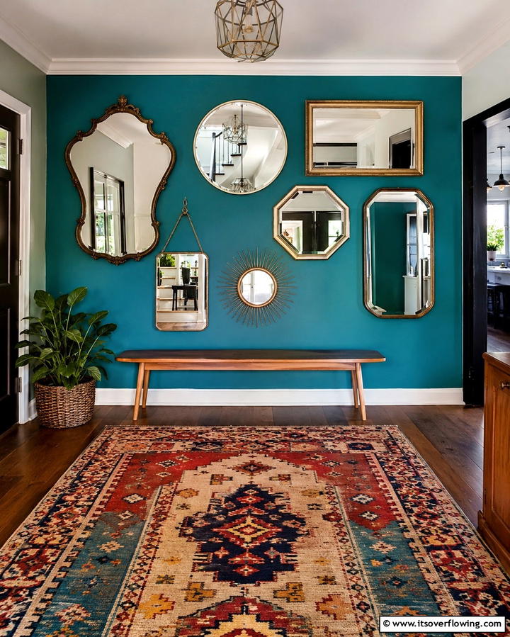 Eclectic Mixed Mirror - 30 Statement Entryway Mirror Ideas to Brighten Narrow Spaces