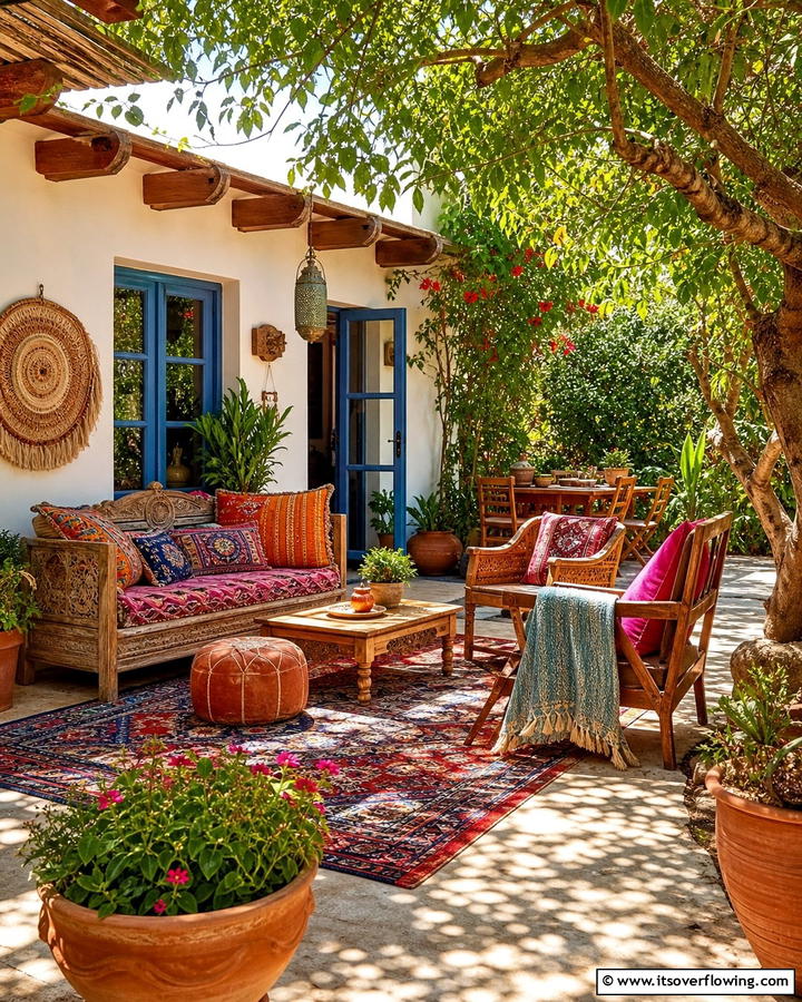 Eclectic Outdoor Furniture - 25 Boho House Exterior Ideas for a Unique and Colorful Look
