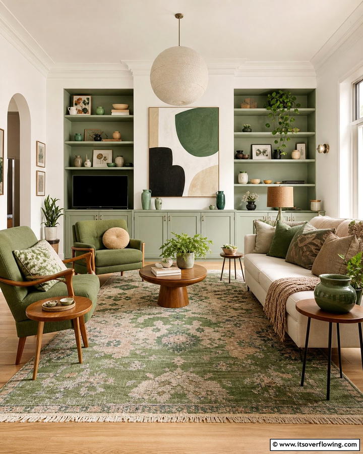Eclectic Sage Green Decor - 21 Sage Green Living Room Schemes for Calming Interior Designs
