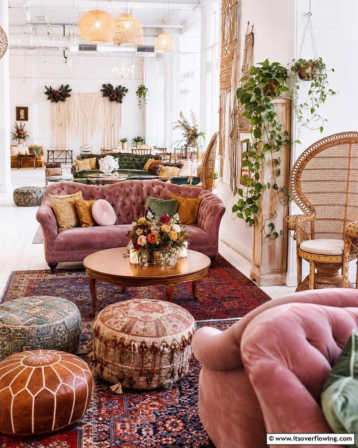 Eclectic Seating and Lounge Areas - 21 Boho Wedding Ideas for a Free-Spirited Celebration