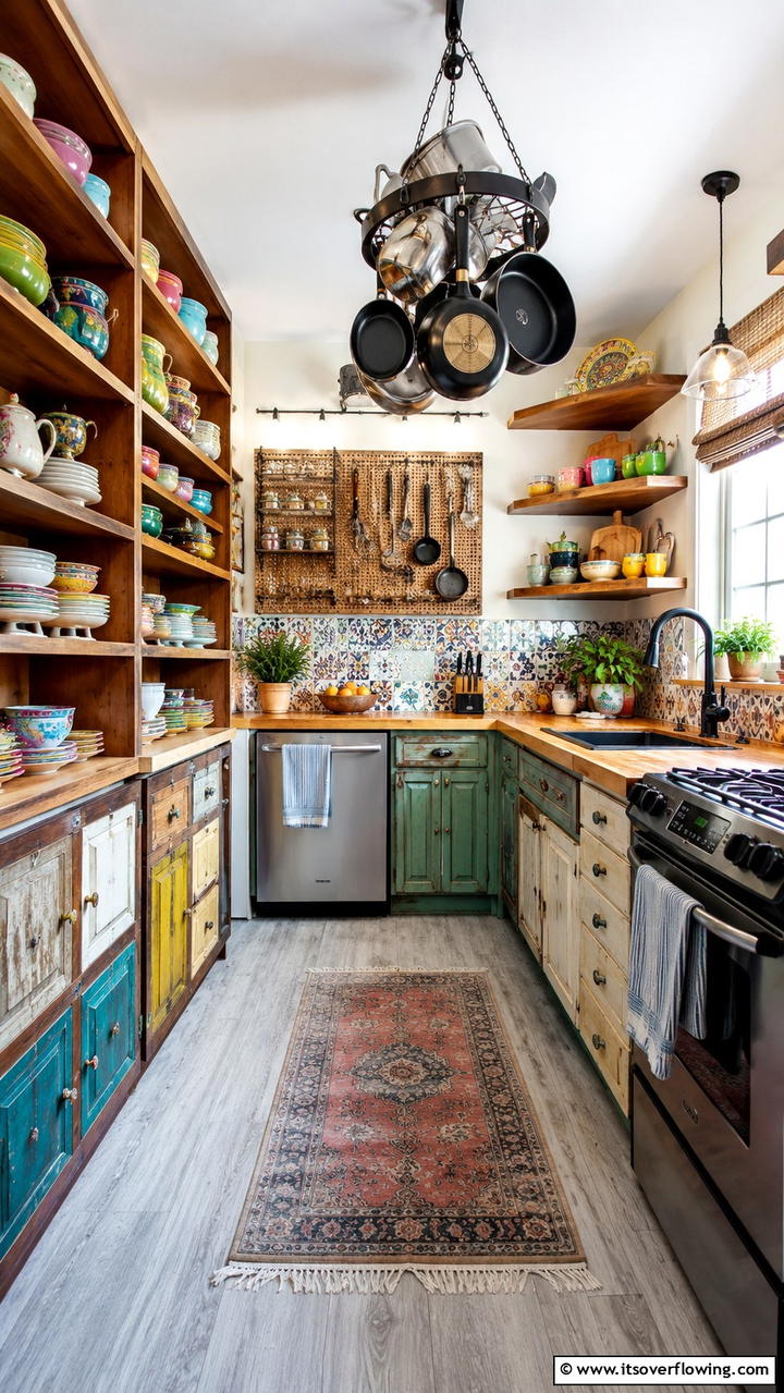 Eclectic Storage Solutions - 30 Eclectic Kitchen Ideas for Bold Design Lovers
