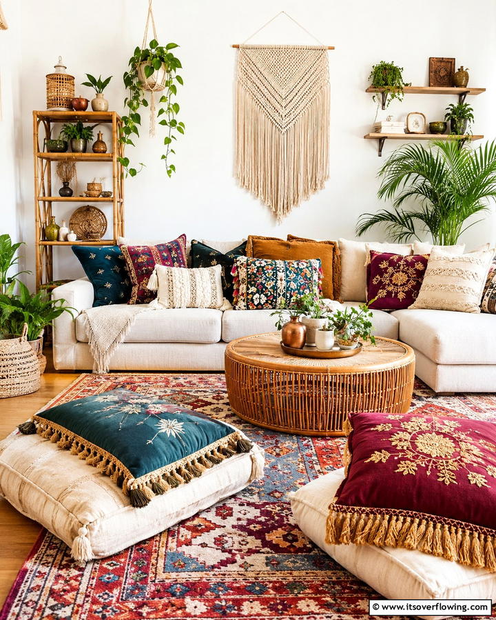 Eclectic Throw Pillows - 25 Vibrant Colorful Boho Decor Ideas for Your Space