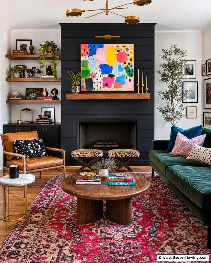Eclectic Urban Mix - 21 Modern Black Shiplap Fireplace Design Inspirations