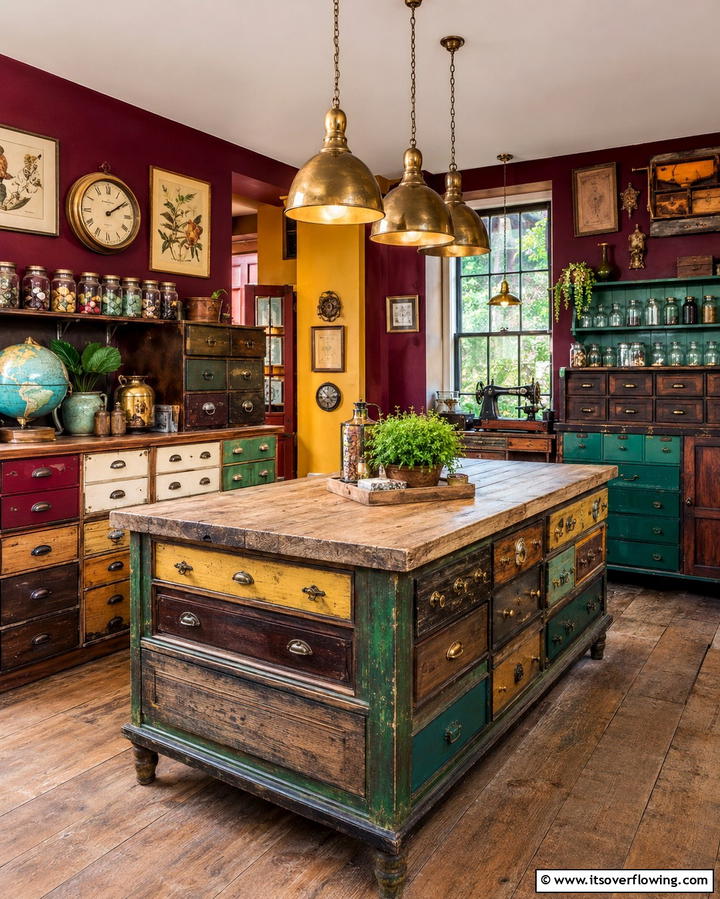Eclectic Vintage Craft Workshop - 30 Organized Craft Room Ideas for Creative Spaces at Home