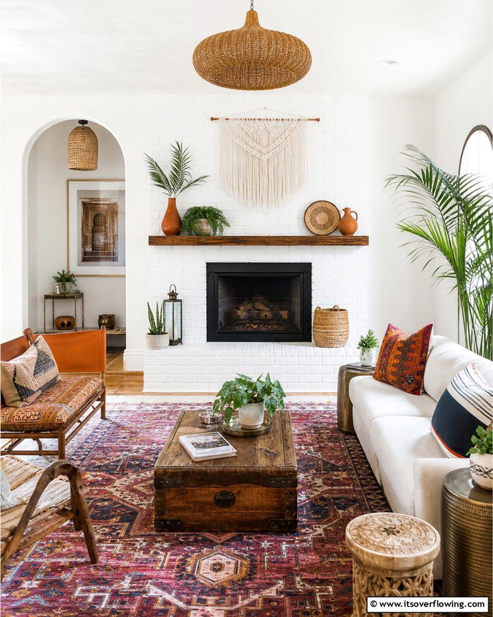 Eclectic White Brick Fusion - 30 White Brick Fireplace Ideas for Timeless Living Rooms