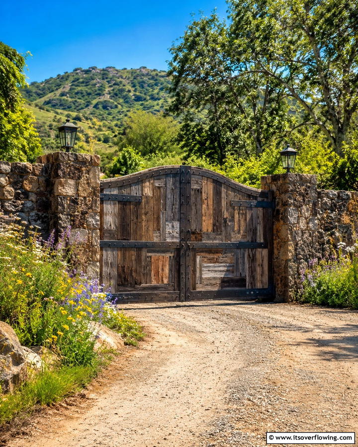Eco Chic Reclaimed Material Gate - 30 Stylish Driveway Gate Ideas for Curb Appeal