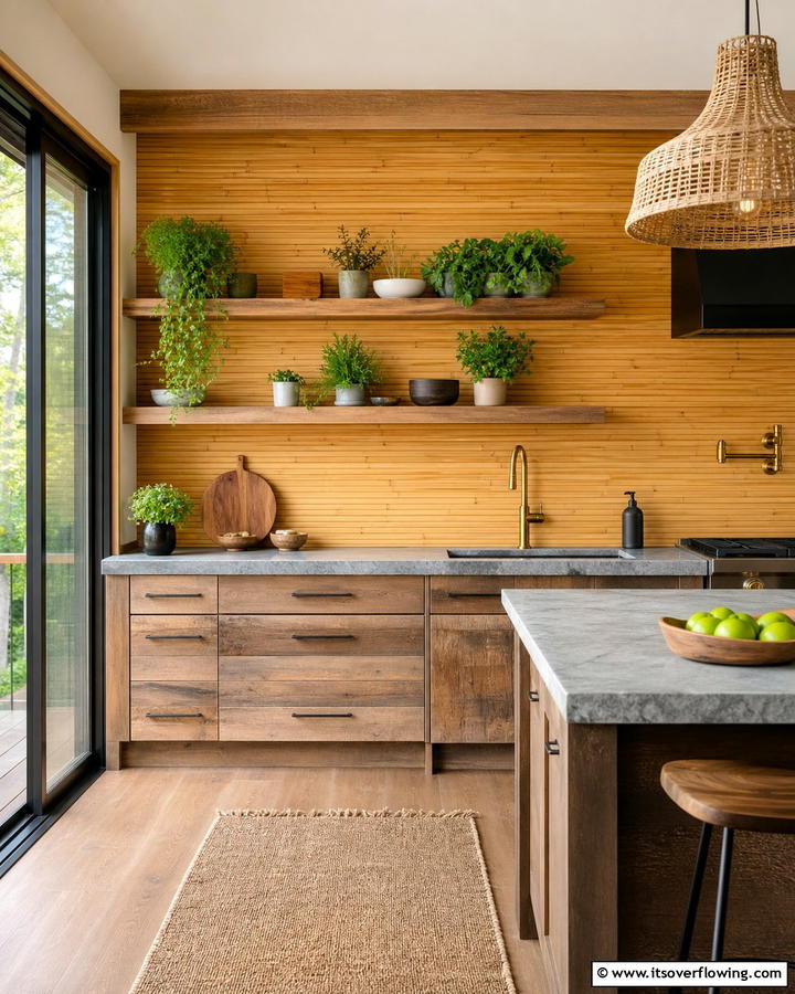 Eco Friendly Bamboo - 30 Kitchen Splashback Ideas for Chic and Practical Walls
