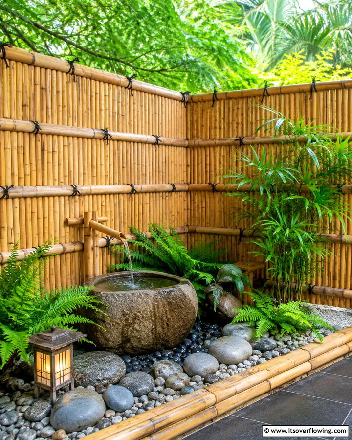 Eco Friendly Bamboo Corner Fence - 30 Innovative Corner Fence Solutions for Yard Boundaries