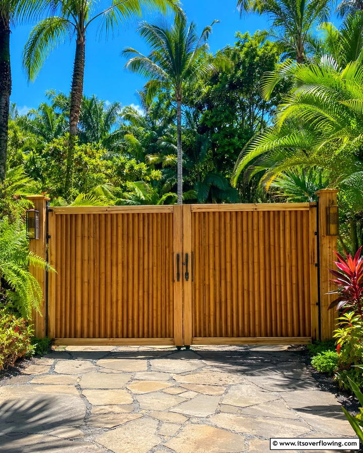 Eco Friendly Bamboo Entrance - 30 Stylish Driveway Gate Ideas for Curb Appeal