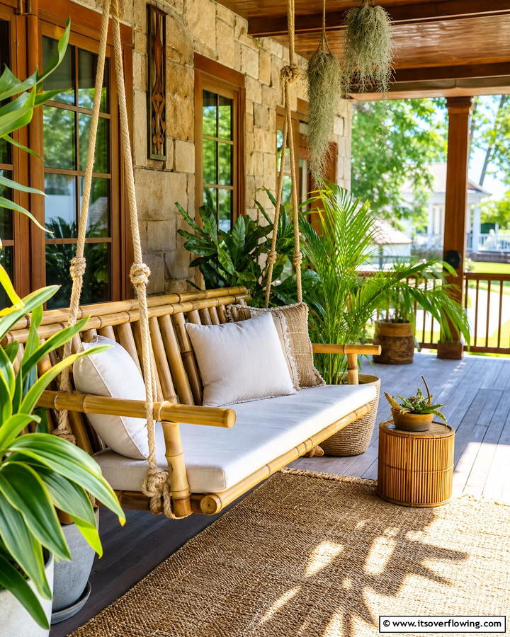 Eco Friendly Bamboo Porch Swing - 20 Front Porch Swing Ideas for a Cozy and Inviting Entrance