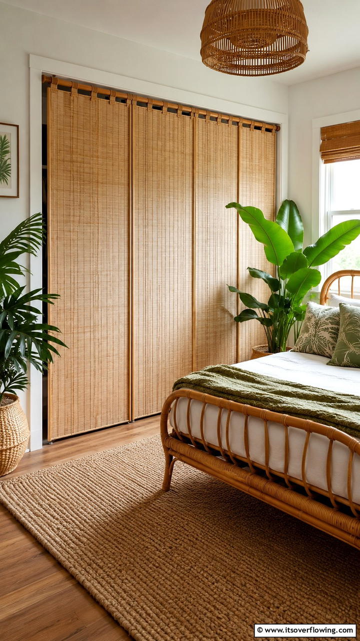 Eco Friendly Bamboo Texture - 30 Closet Curtain Ideas for Stylish and Practical Storage