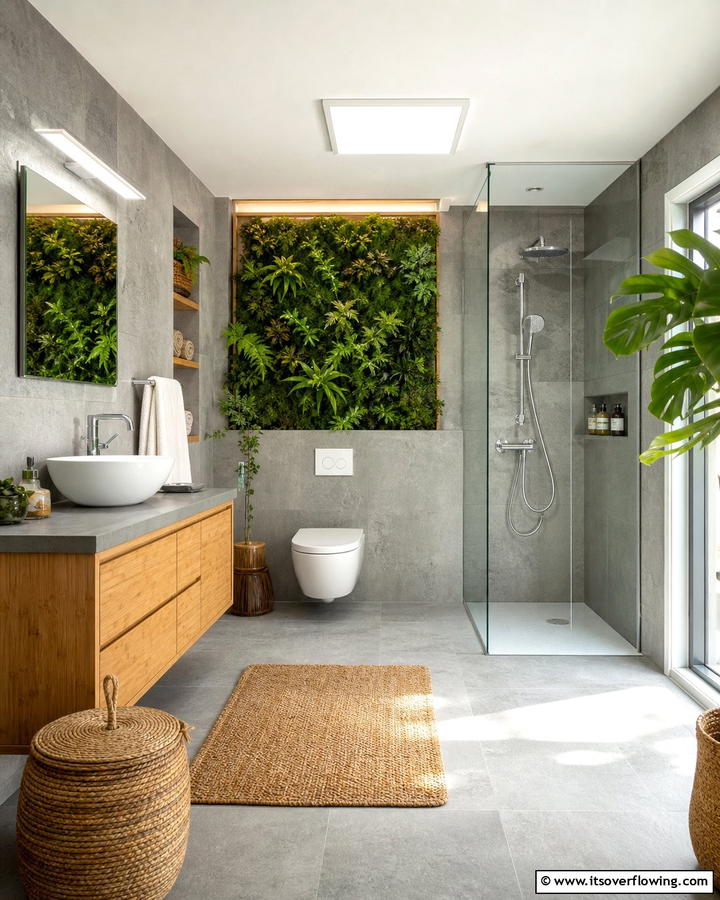 Eco Friendly Bathroom Oasis - 21 Grey Tile Bathroom Ideas for Modern and Timeless Designs