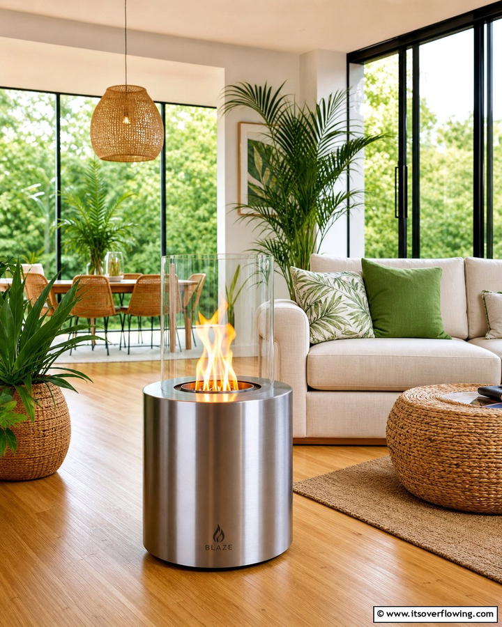 Eco Friendly Bioethanol Blaze - 21 Cozy and Modern Fireplace Ideas for Every Home Style