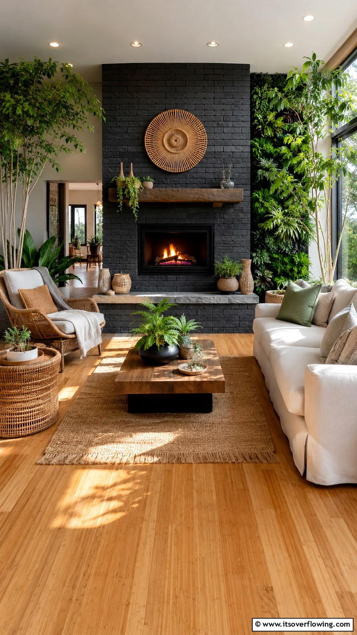 Eco Friendly Black Brick Fireplace - 30 Black Brick Fireplace Ideas for Dramatic Focal Points