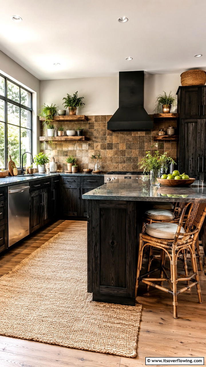 Eco Friendly Black Reclaimed Wood Cabinets - 30 Black Kitchen Cabinet Ideas for Bold Modern Spaces