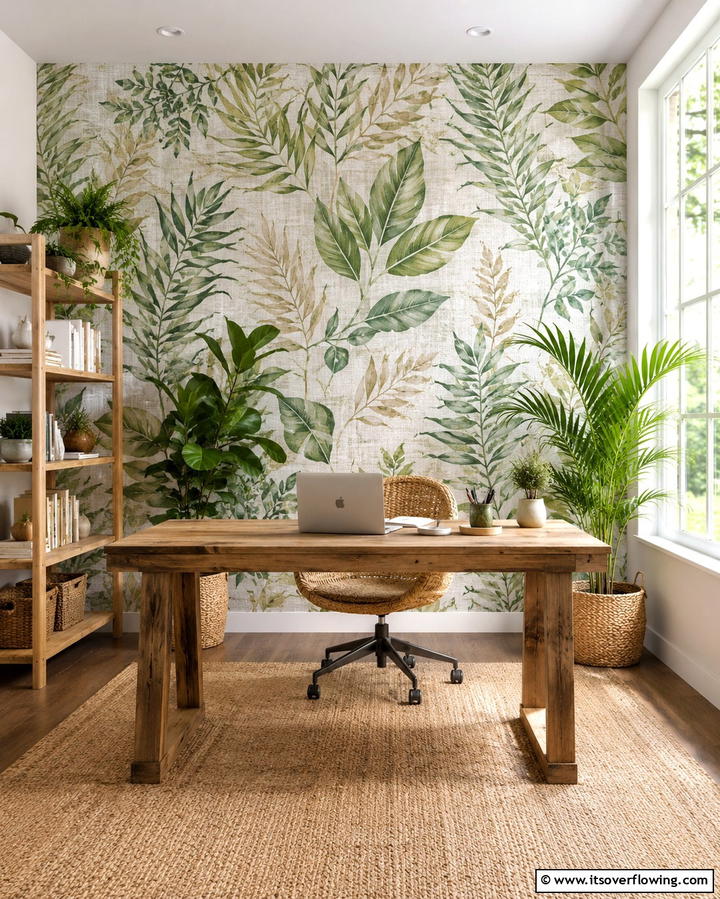 Eco Friendly Botanical - 30 Office Wallpaper Ideas for a Productive Workspace