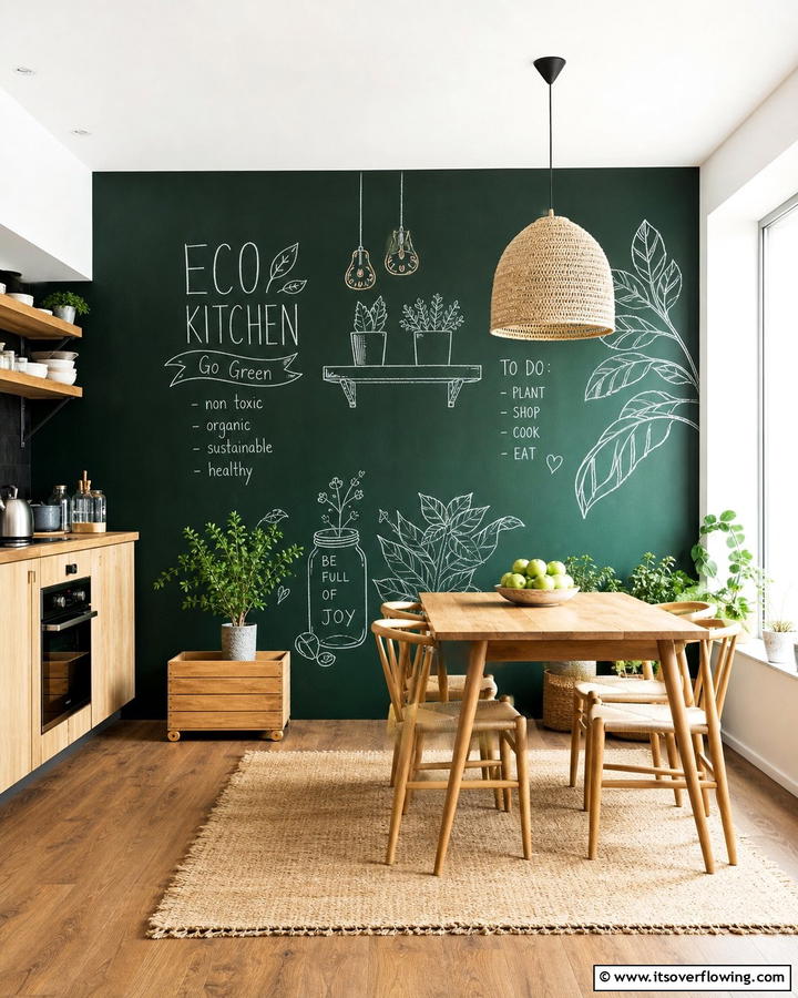 Eco Friendly Chalkboard Wall - 21 Green Accent Wall Ideas for Bold and Serene Interiors