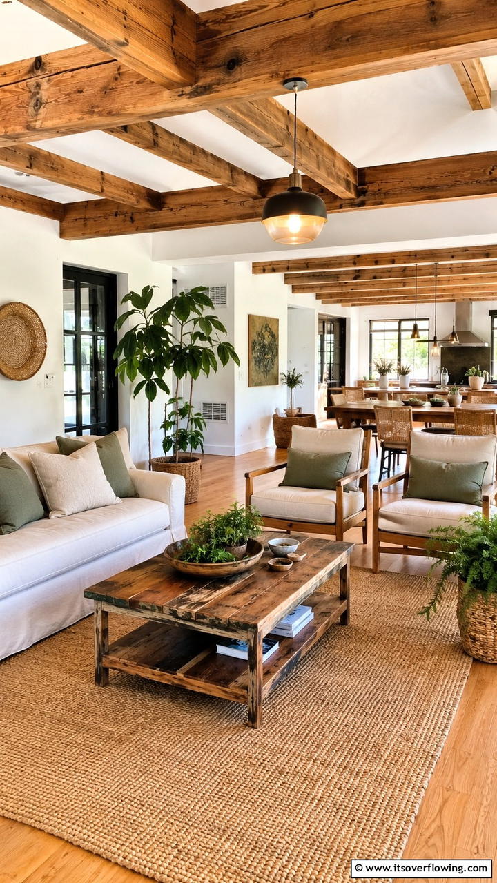Eco Friendly Elements - 30 Exposed Beam Living Room Ideas for Rustic Charm