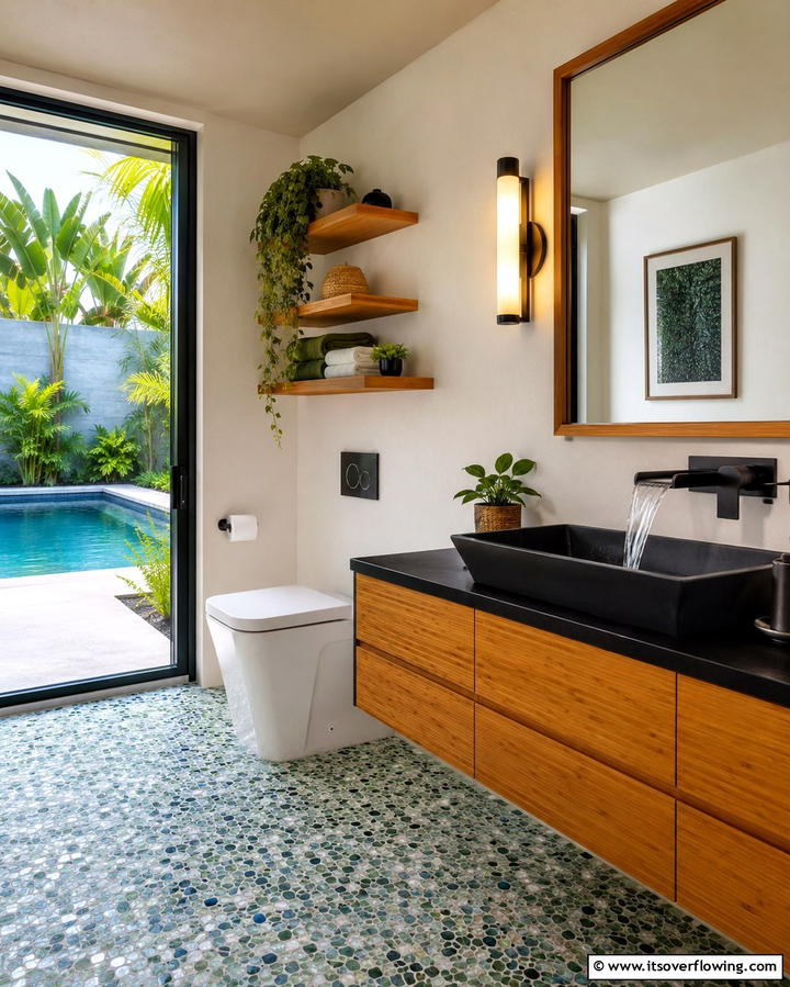 Eco Friendly Fixtures - 25 Pool Bathroom Ideas for a Refreshing Swim Experience