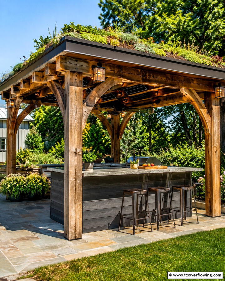 Eco Friendly Gazebo with Sustainable Materials - 30 Outdoor Kitchen with Gazebo Ideas for All-Weather Cooking