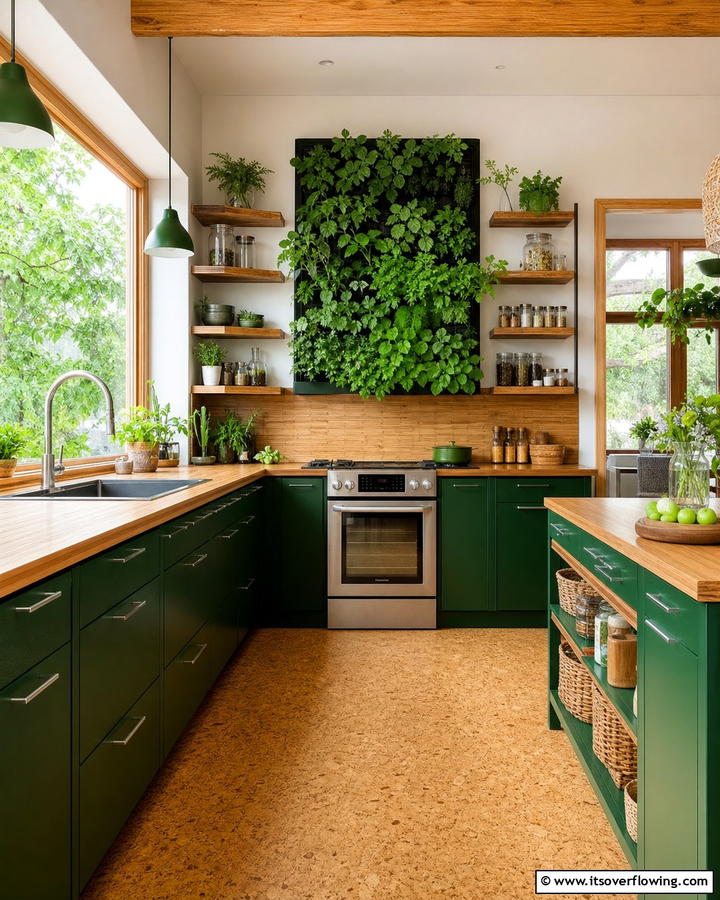 Eco Friendly Green Choices - 21 Dark Green Kitchen Ideas for Bold Cabinetry