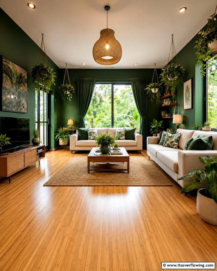 Eco Friendly Green Retreat - 30 Forest Green Living Room Ideas for Nature-Inspired Interiors