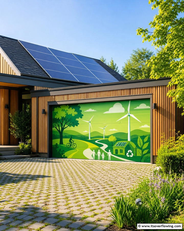Eco Friendly Green Scene - 30 Garage Door Mural Ideas for Creative Curb Appeal