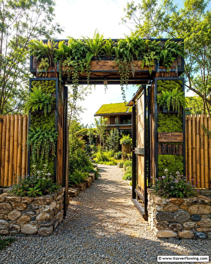 Eco Friendly Greenery Gate - 30 Inviting Front Gate Designs for Home Entrances