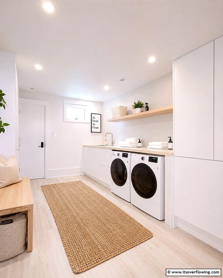 Eco Friendly Laundry Oasis - 30 Basement Laundry Room Ideas for Functional Utility Spaces