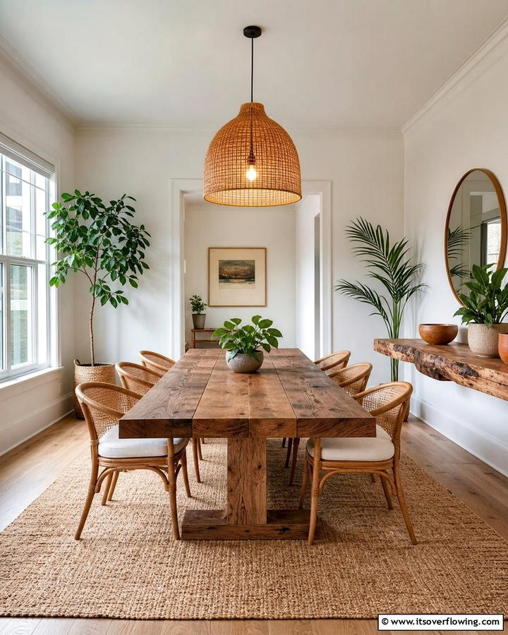 Eco Friendly Material Choices - 30 Transitional Dining Room Ideas Blending Modern and Classic