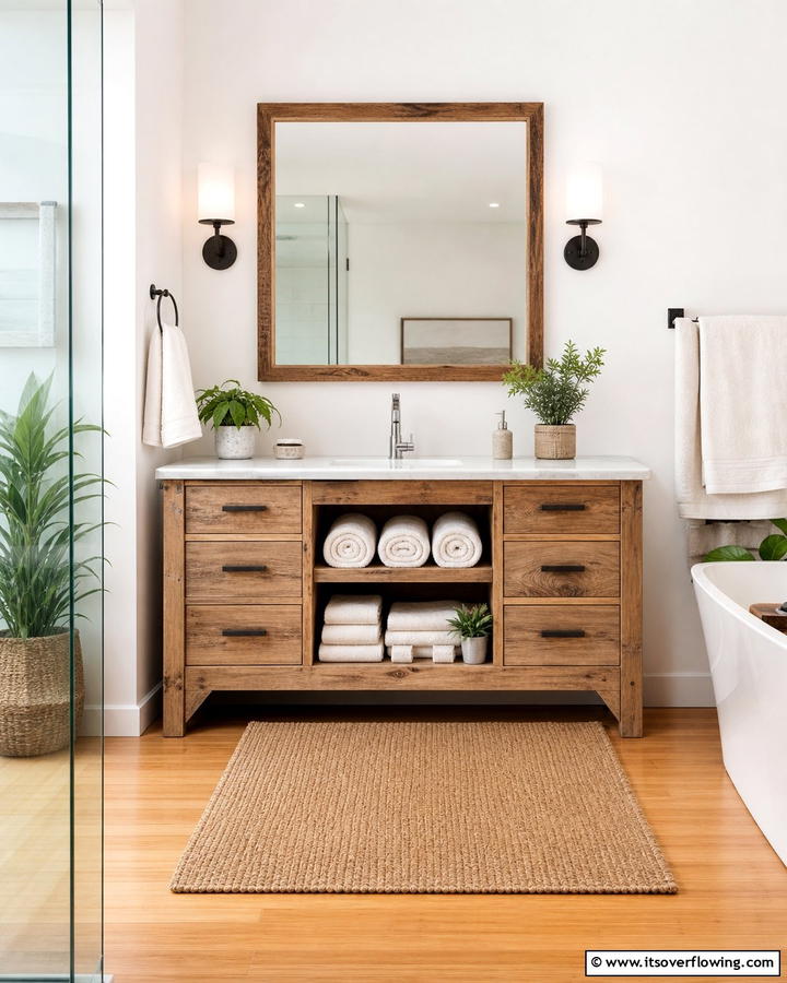 Eco Friendly Materials - 20 Wood Bathroom Vanity Ideas for a Warm Look