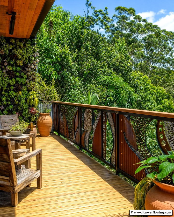Eco Friendly Metal Fusion - 30 Modern Metal Deck Railing Ideas for Stylish Outdoor Spaces