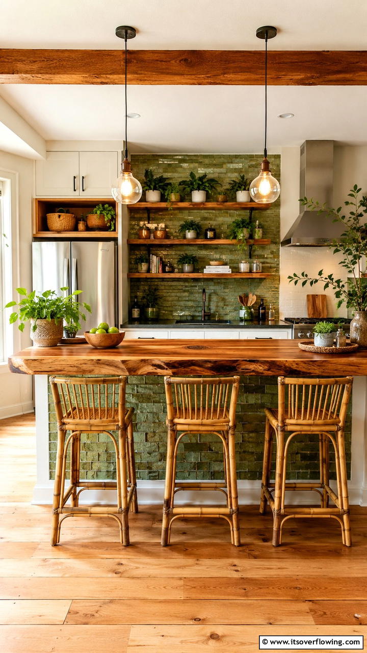 Eco Friendly Natural Breakfast Bar - 30 Breakfast Bar Ideas for Functional Kitchen Spaces
