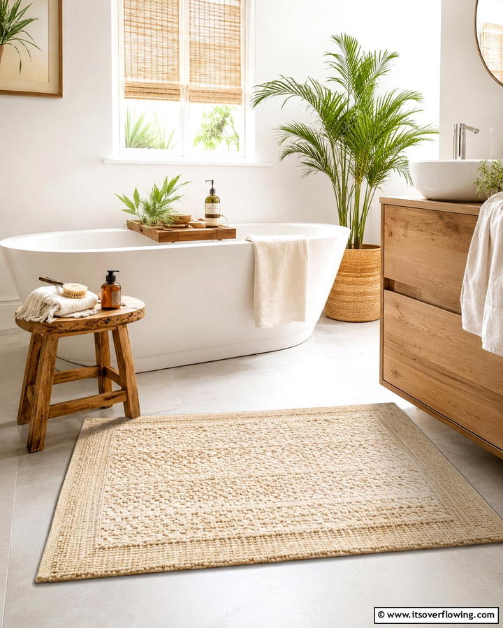 Eco Friendly Natural Fiber Rug - 30 Bathroom Rug Ideas for Softness and Style Underfoot