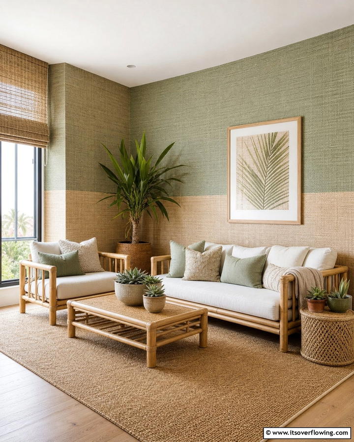 Eco Friendly Natural Fibers - 21 Living Room Wallpaper Ideas to Refresh Your Decor
