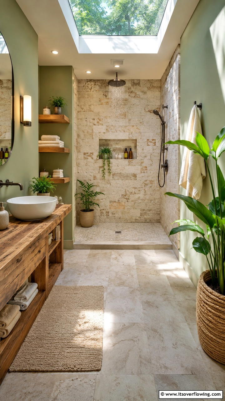 Eco Friendly Oasis - 30 Doorless Walk-In Shower Ideas for Modern Bathrooms