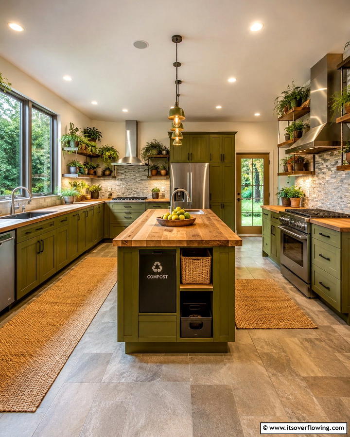 Eco Friendly Olive Green Oasis - 30 Olive Green Kitchen Designs for a Warm Cooking Space