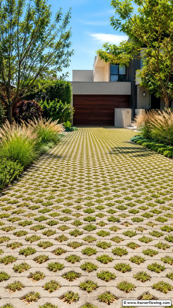 Eco Friendly Permeable Pavers - 30 Driveway Landscape Ideas to Boost Curb Appeal