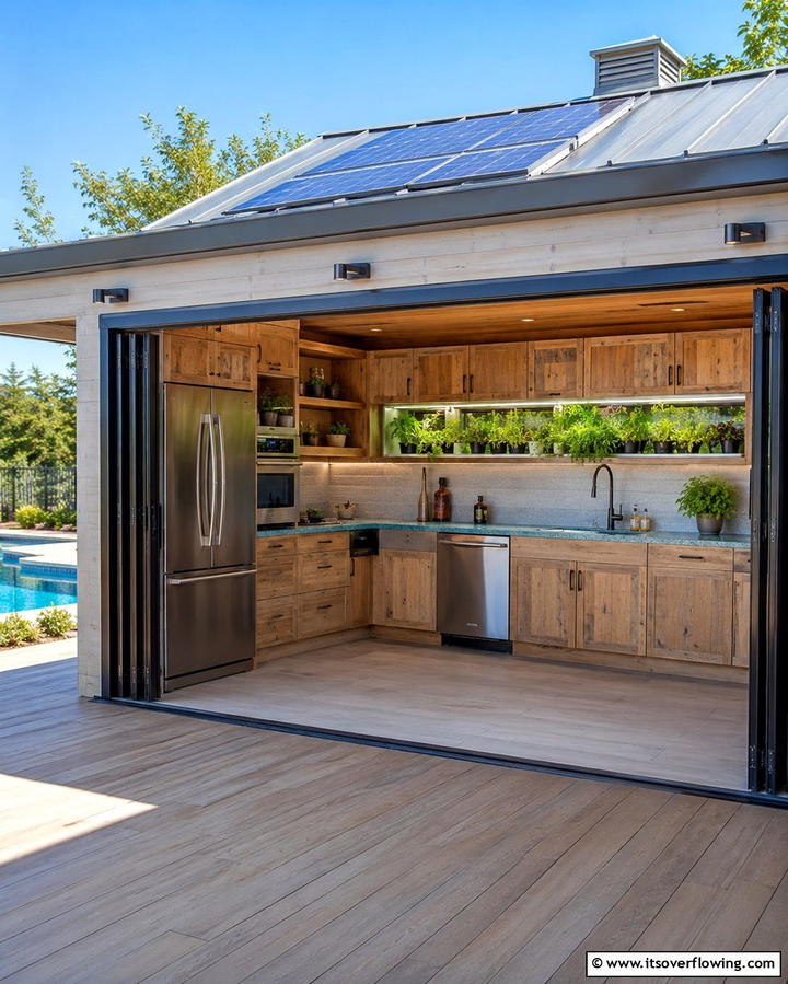 Eco Friendly Pool House Kitchen - 30 Pool House with Outdoor Kitchen Designs for Entertaining