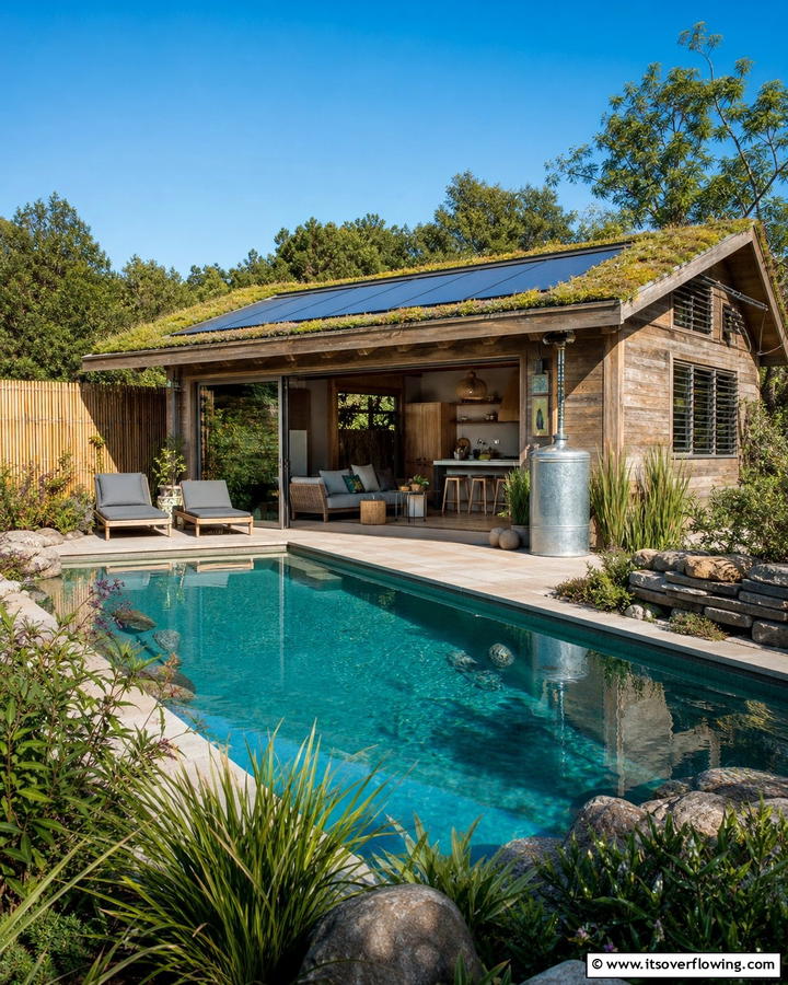 Eco Friendly Pool House - 21 Pool House Concepts for Stylish Backyard Escapes & Storage