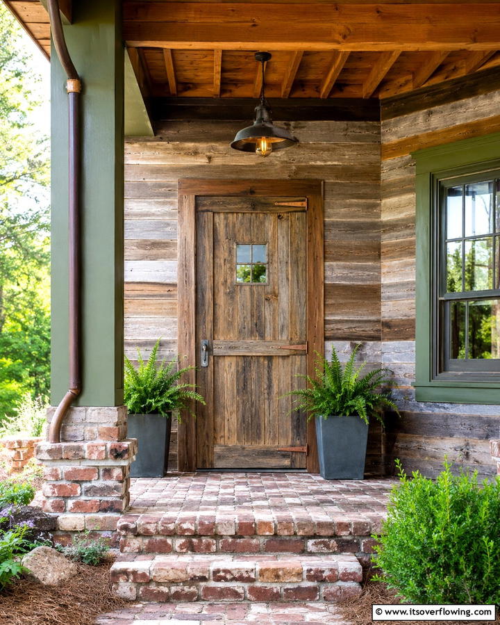 Eco Friendly Reclaimed Material Door - 30 Farmhouse Front Door Ideas for Curb Appeal
