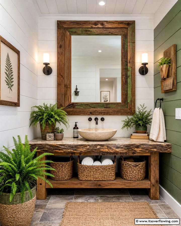 Eco Friendly Reclaimed Mirror - 21 Stunning Bathroom Mirror Ideas to Enhance Your Vanity Area