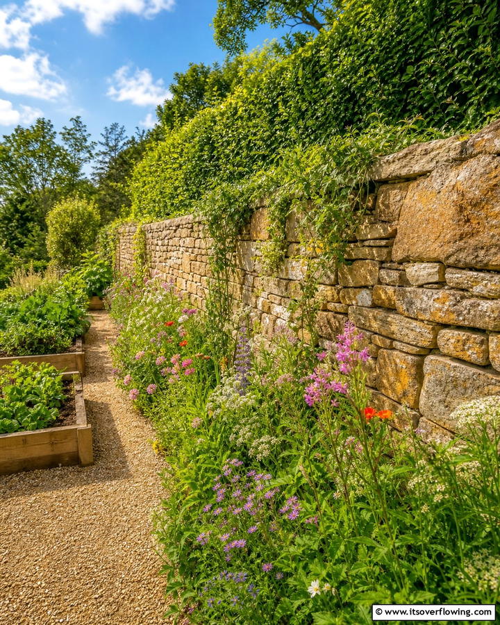 Eco Friendly Reclaimed Stone Wall - 30 Natural Stone Wall Ideas for Rustic Outdoor Landscapes
